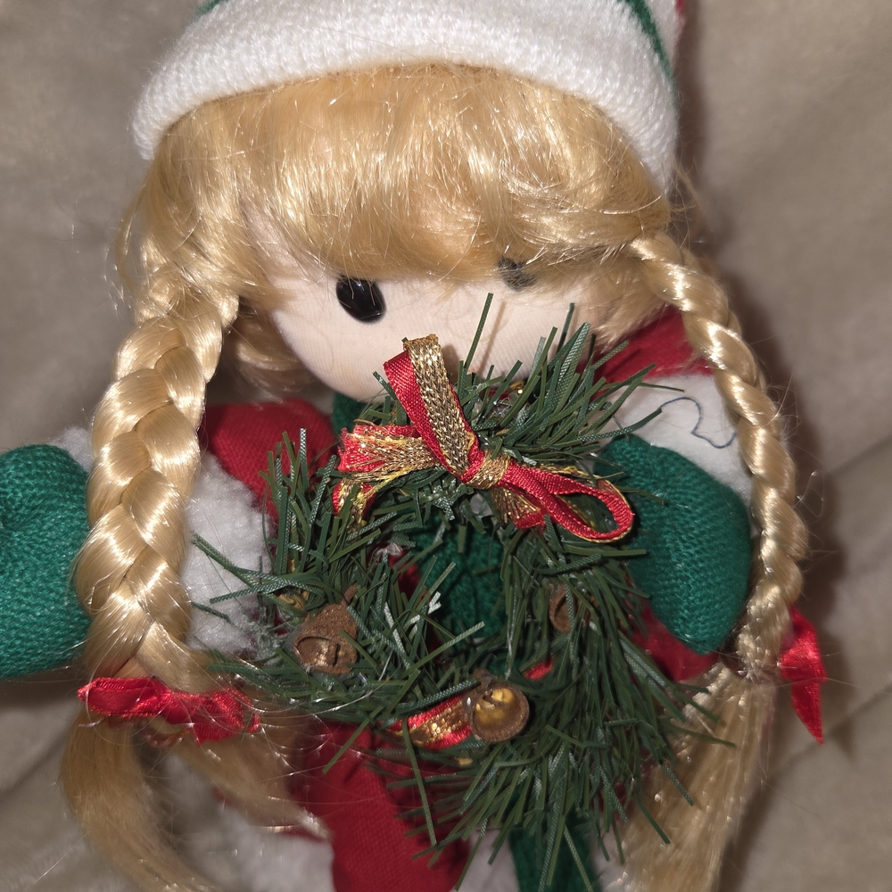 Vtg Christmas Musical Boy & Girl Doll Set Terrys Village Wind Up Jingle Bells